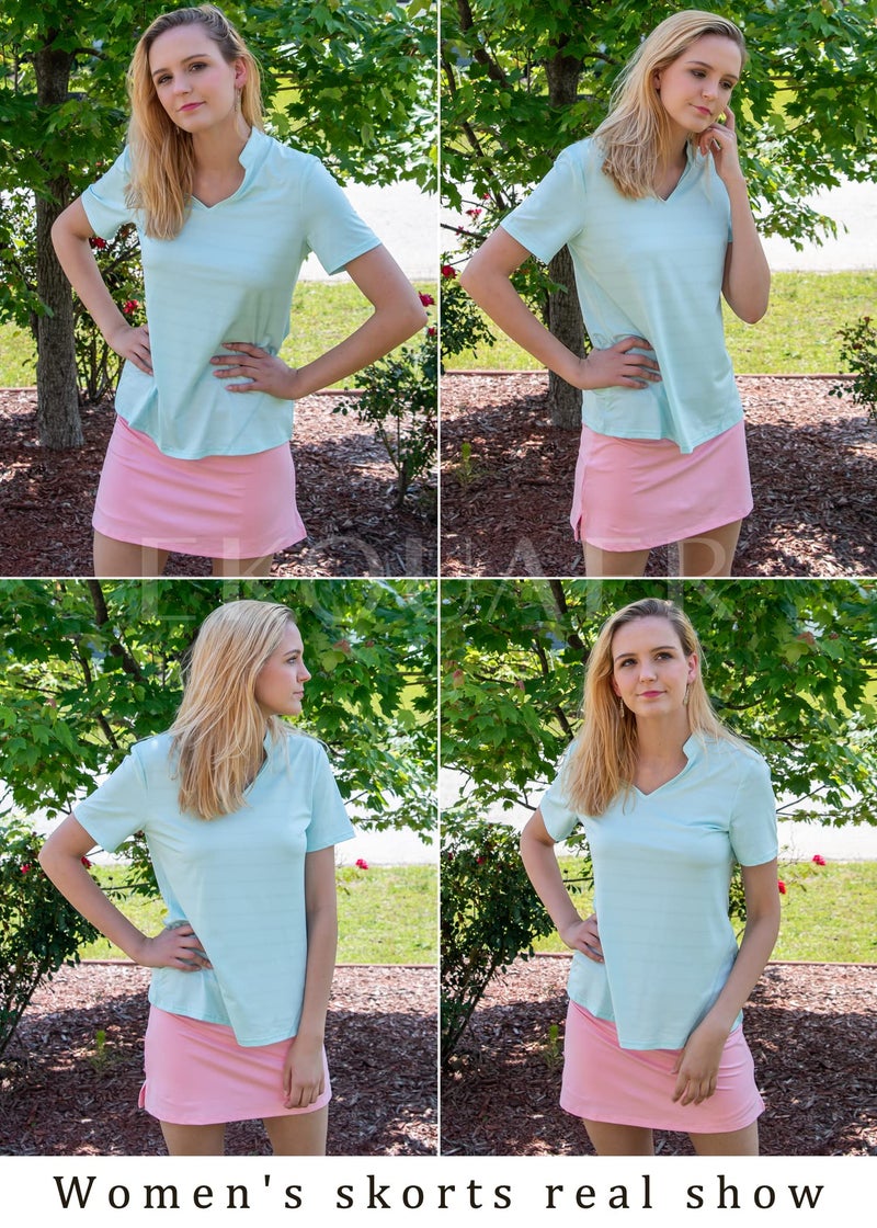 Ekouaer Womens Skirts Tennis Golf Athletic Skorts Double Layer Solid Color Causal Lightweight Sportswear Pink - Image 5